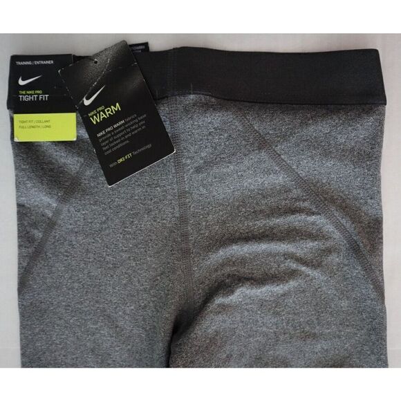 Nike Pro 932078-071 Women's Sz XS Gray Heather Warm Training Performance Tights - Picture 8 of 12